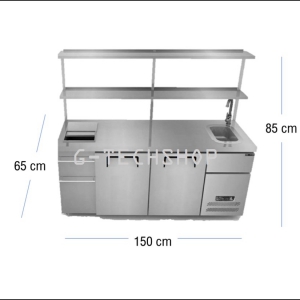 ตู้แช่เคาท์เตอร์ 2 ประตู พร้อมช่องใส่น้ำแข็งและอ่างล้าง 7 คิว [SCK3-1506-AR]
