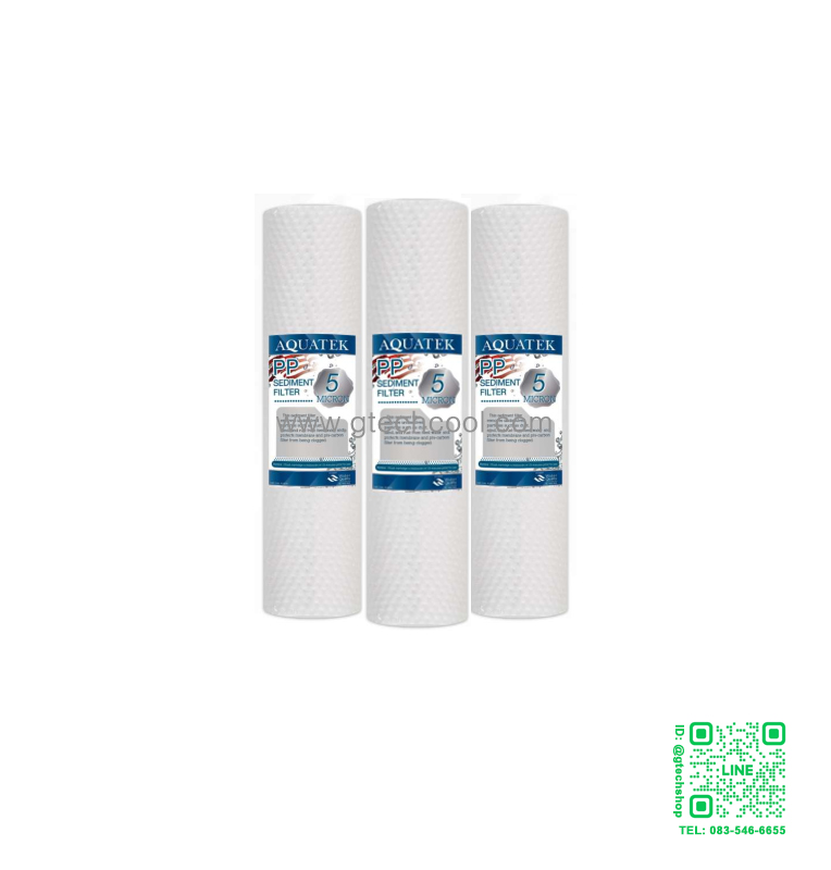 ไส้กรอง PP Aquatek 5 micron 20 นิ้ว (Melt Blown ลึก)